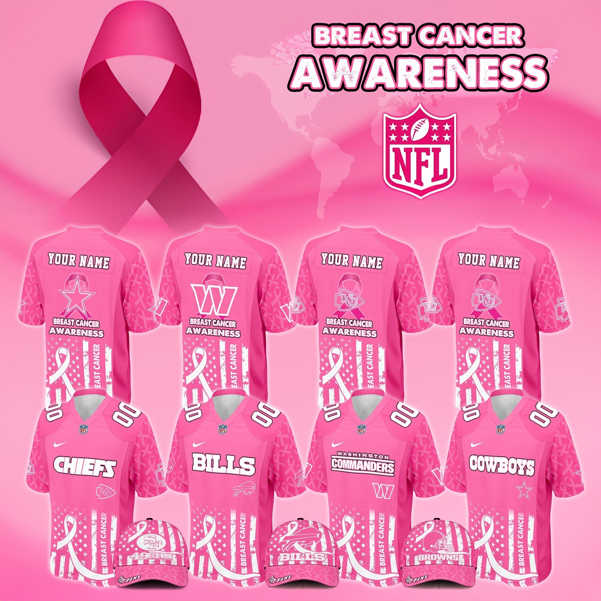 NFL Support Breast Cancer Awareness Football Jersey Editions Limited