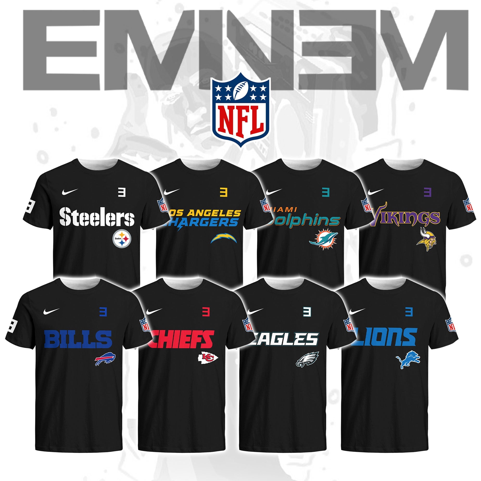 NFL x Eminem Rapper 3D Shirt Editions Limited
