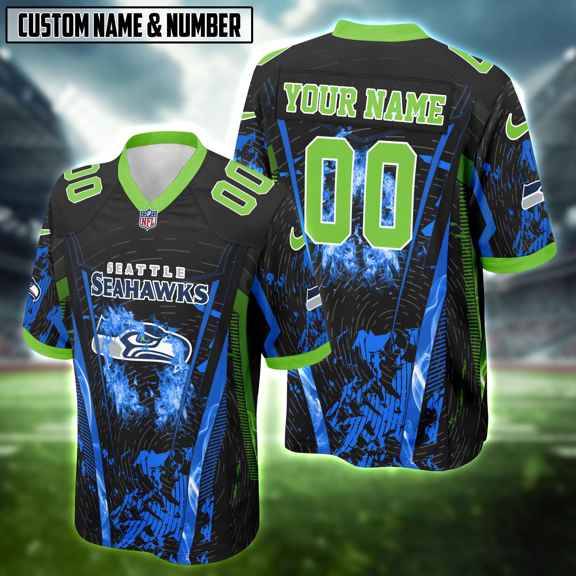 NFL Fire Abstract Grunge Texture Football Jersey Editions Limited