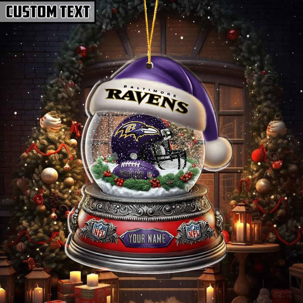 NFL Glass Snow Ball Helmet Football Ornament Editions Limited