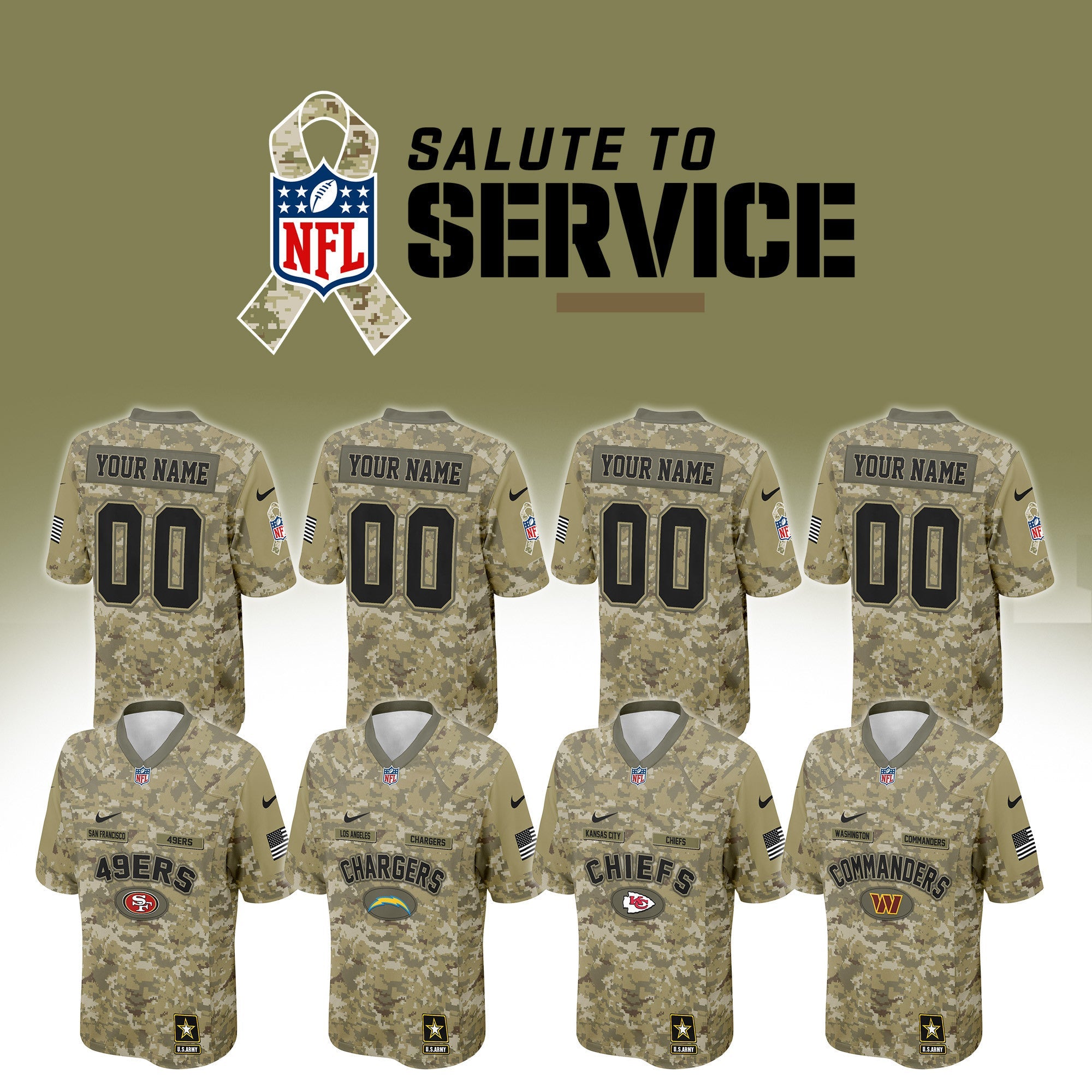 NFL US Army Veteran Salute To Service Football Jersey Editions Limited