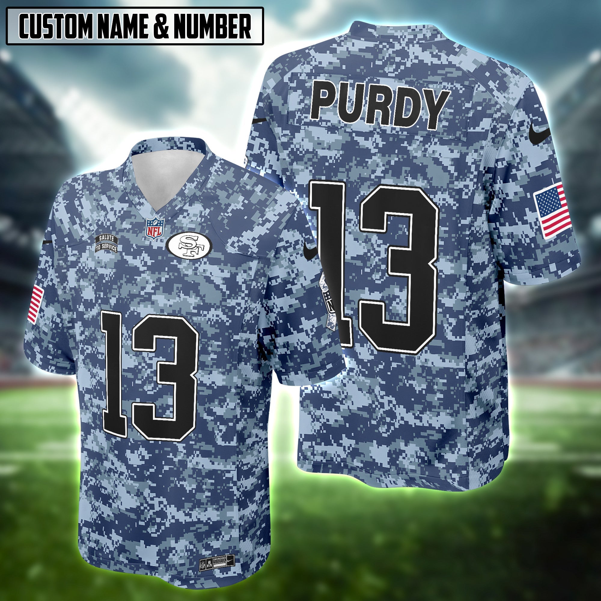 NFL US Navy Veteran Salute To Service Camo Football Jersey Editions Limited