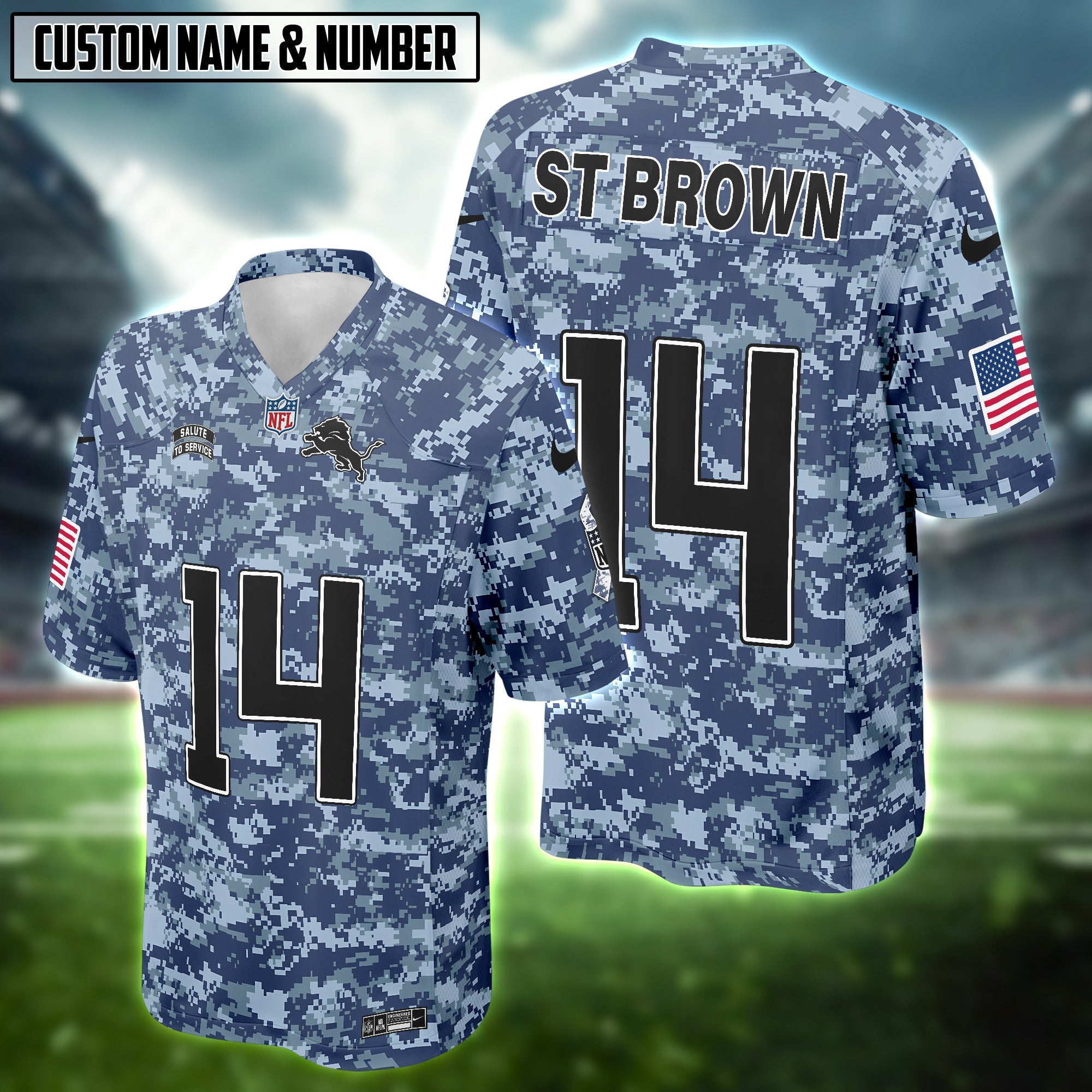 NFL US Navy Veteran Salute To Service Camo Football Jersey Editions Limited