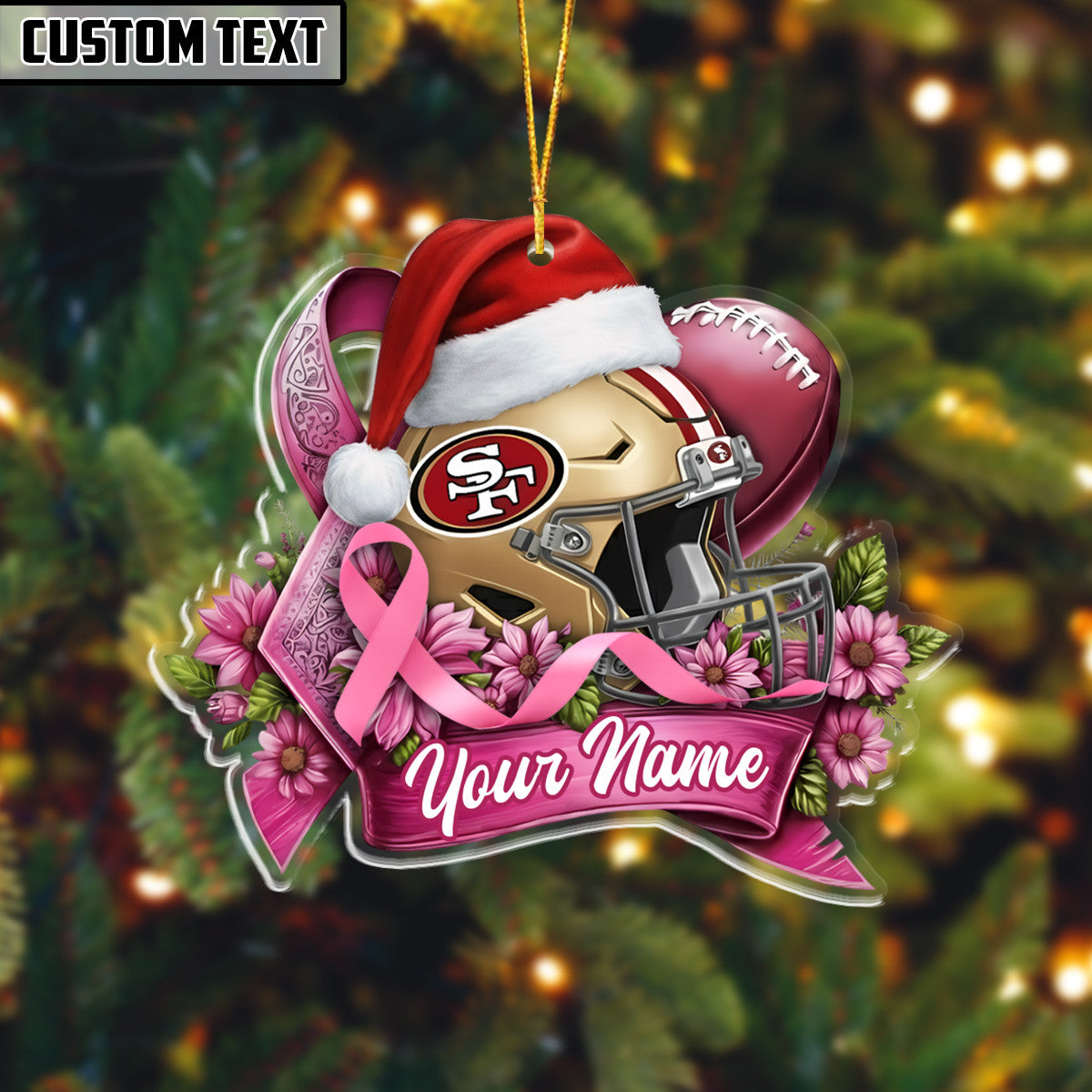 NFL Christmas Breast Cancer Awareness Football Ornament Editions Limited