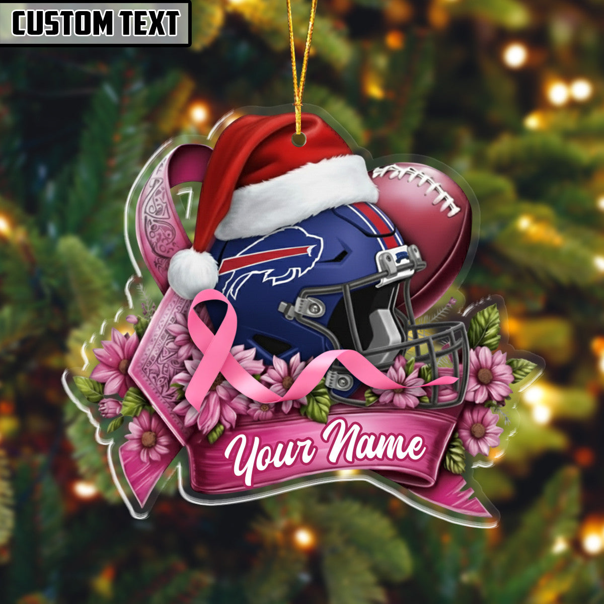 NFL Christmas Breast Cancer Awareness Football Ornament Editions Limited