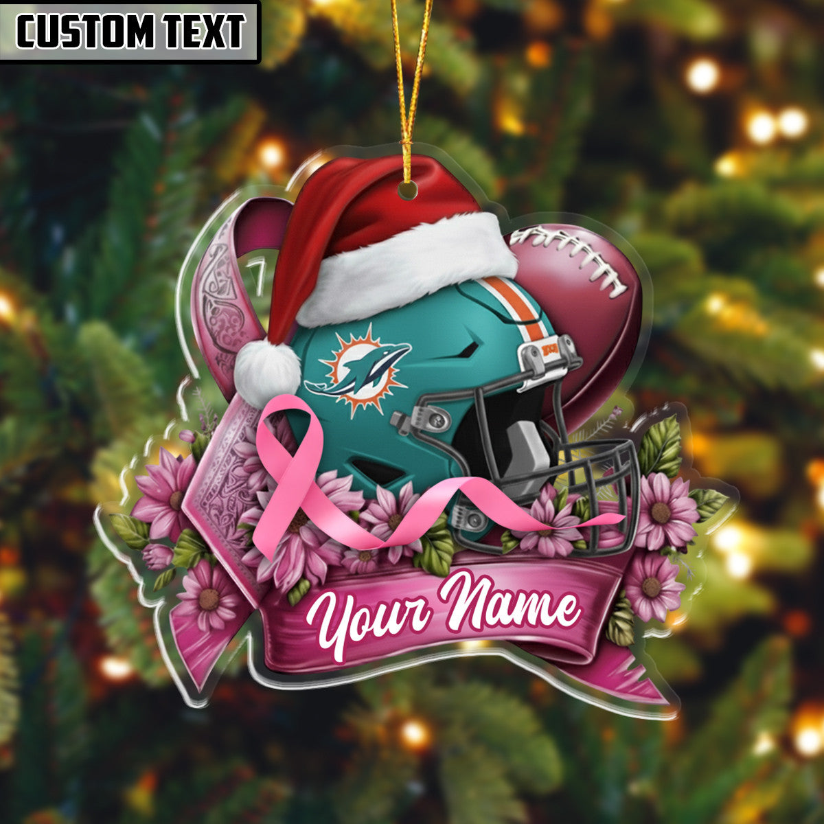NFL Christmas Breast Cancer Awareness Football Ornament Editions Limited