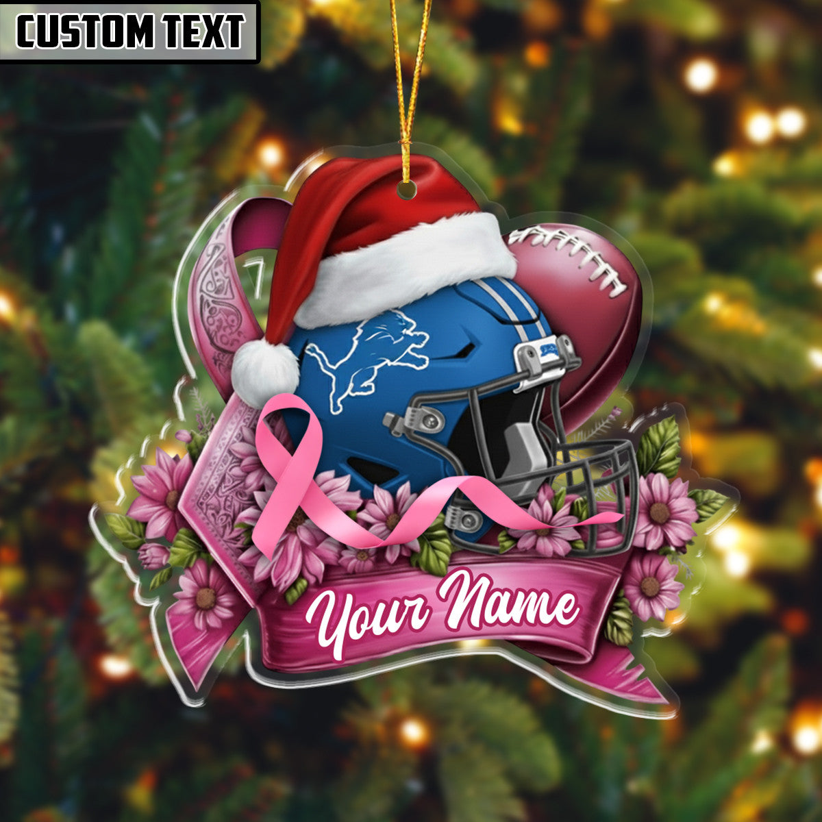 NFL Christmas Breast Cancer Awareness Football Ornament Editions Limited