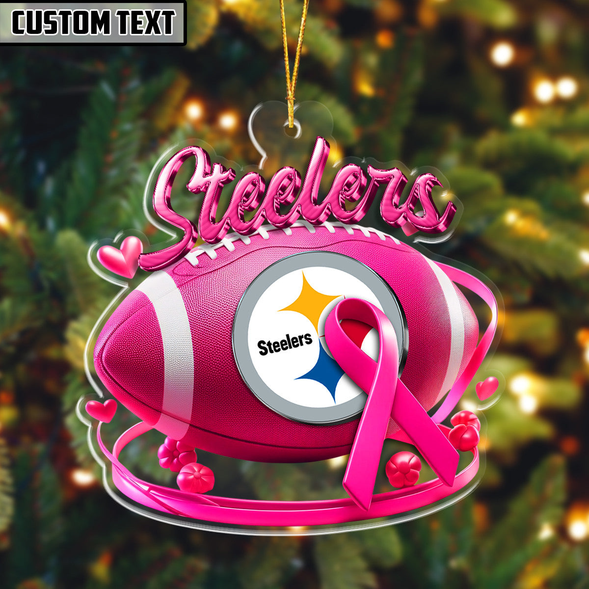 NFL Breast Cancer Awareness Football Lovers Ornament Editions Limited