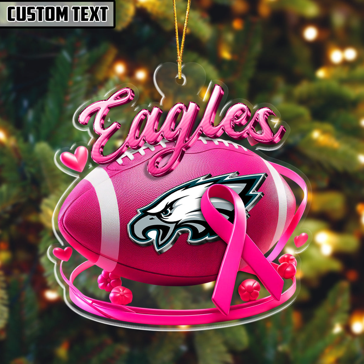 NFL Breast Cancer Awareness Football Lovers Ornament Editions Limited