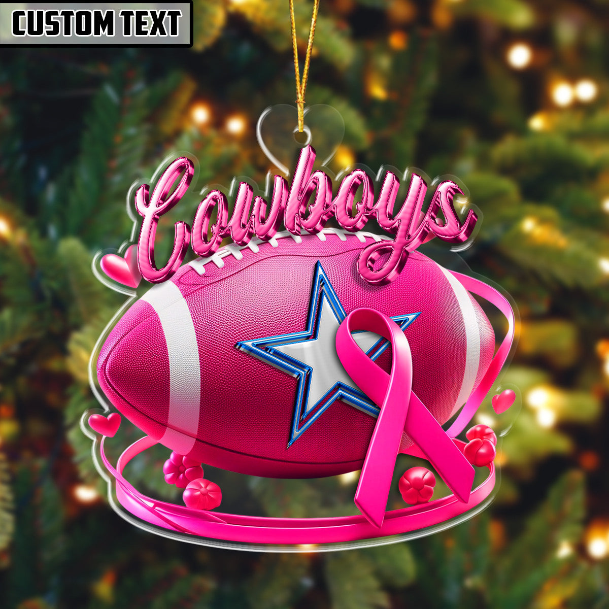 NFL Breast Cancer Awareness Football Lovers Ornament Editions Limited