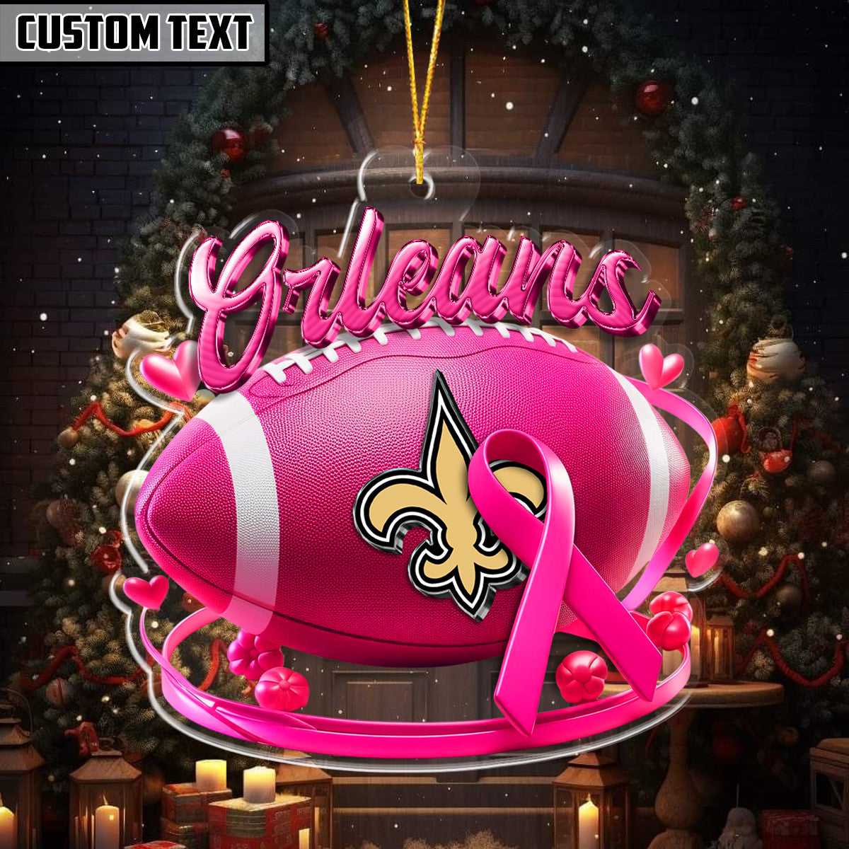 NFL Breast Cancer Awareness Football Lovers Ornament Editions Limited