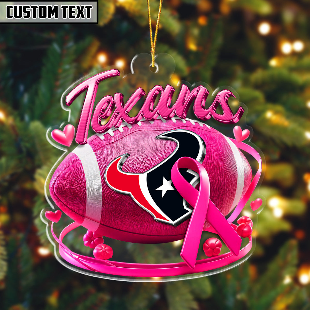 NFL Breast Cancer Awareness Football Lovers Ornament Editions Limited