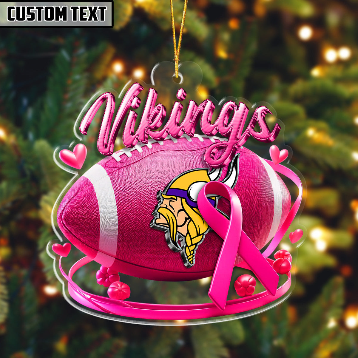 NFL Breast Cancer Awareness Football Lovers Ornament Editions Limited