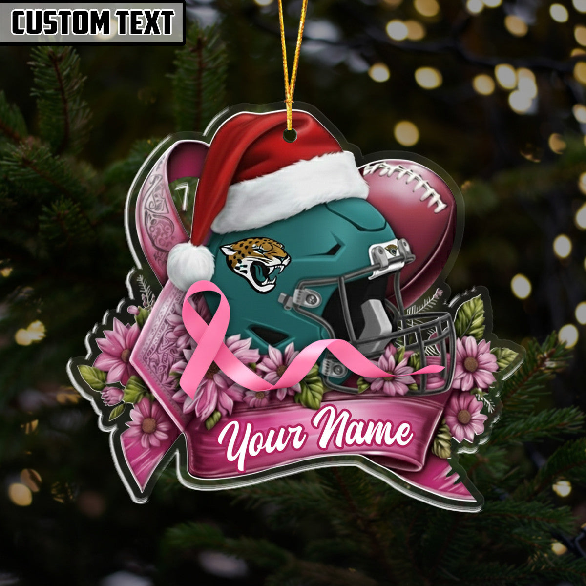 NFL Christmas Breast Cancer Awareness Football Ornament Editions Limited