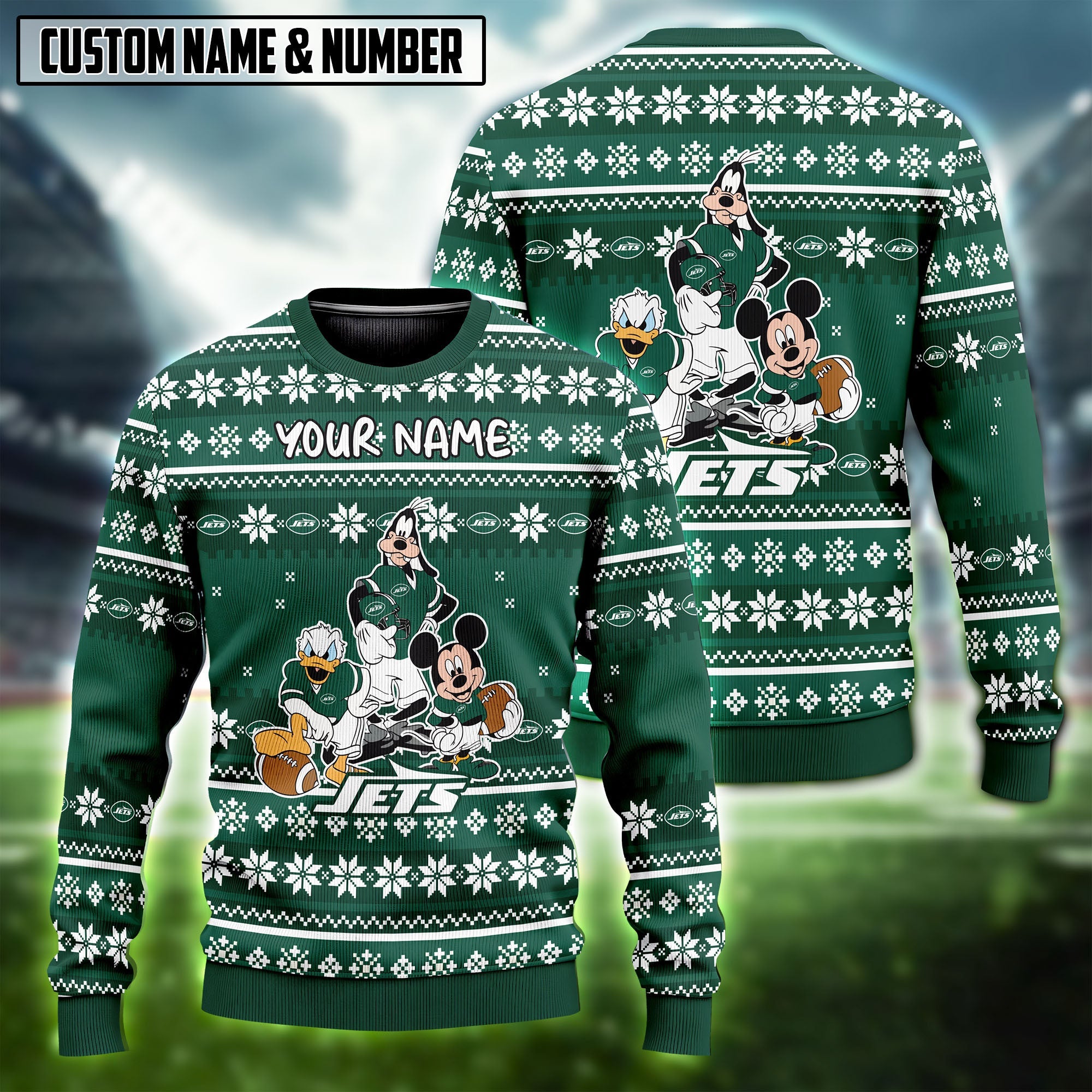 NFL x Disney Donald Duck Mickey Mouse Goofy Ugly Christmas Sweater Editions Limited