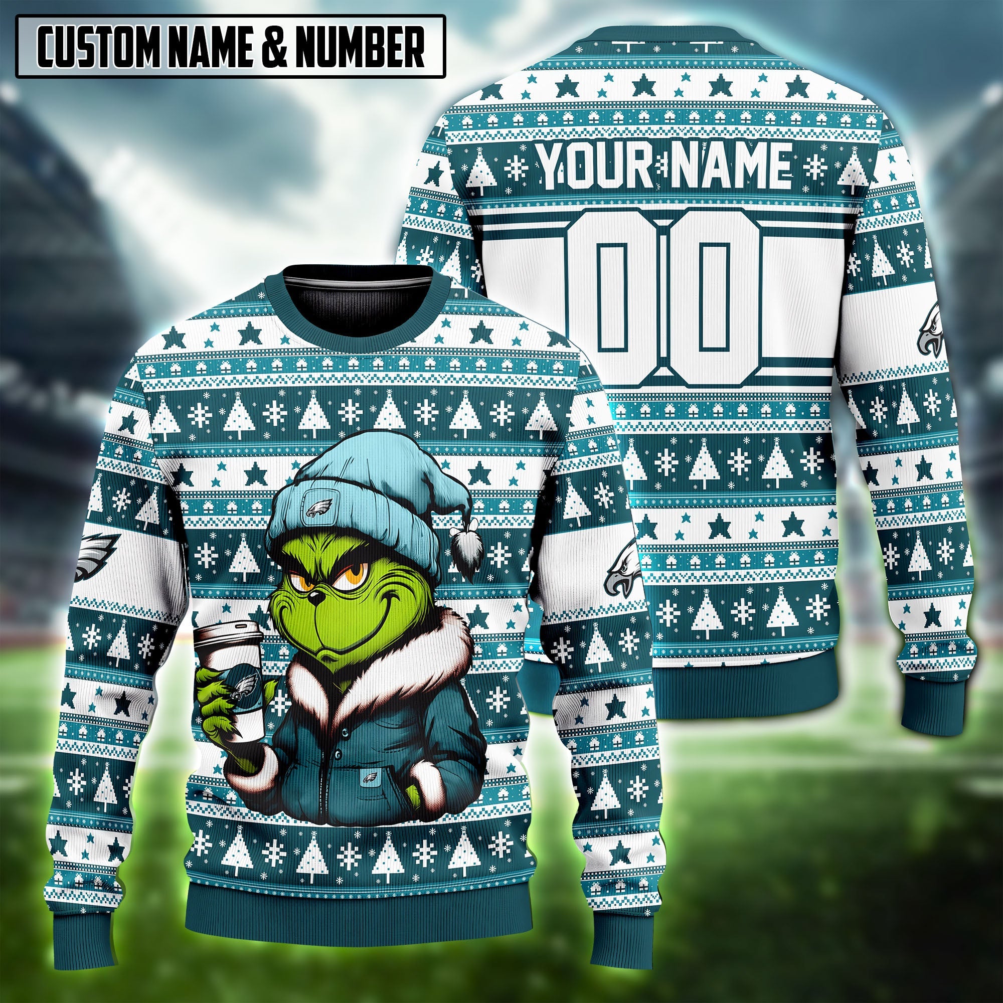 NFL Cool Grinch Coffee Ugly Christmas Sweater Editions Limited