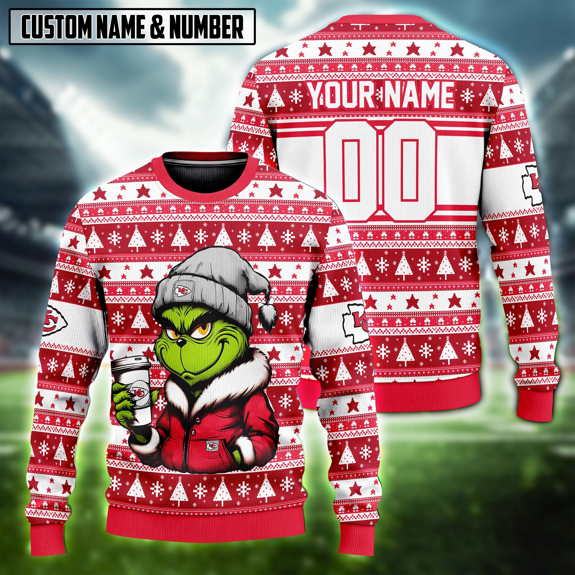 NFL Cool Grinch Coffee Ugly Christmas Sweater Editions Limited