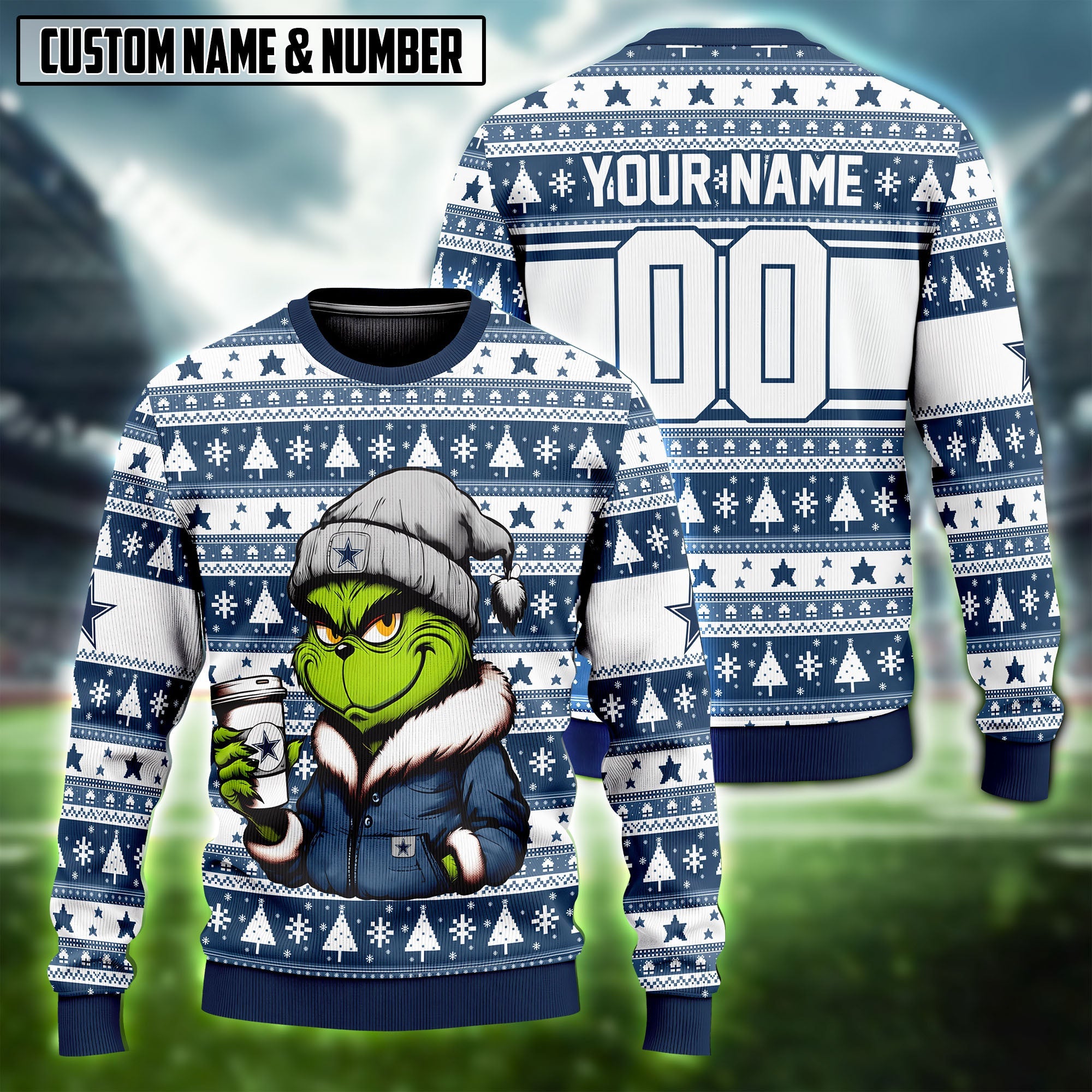 NFL Cool Grinch Coffee Ugly Christmas Sweater Editions Limited