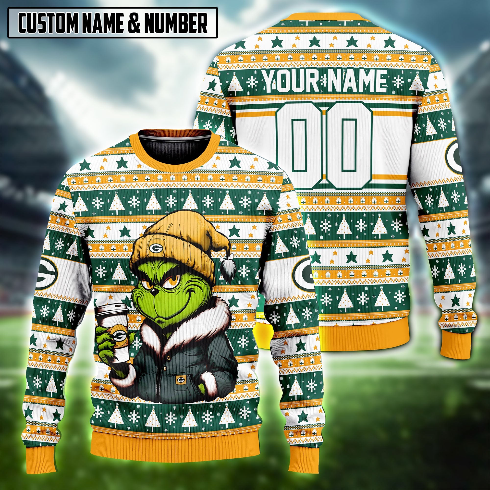 NFL Cool Grinch Coffee Ugly Christmas Sweater Editions Limited