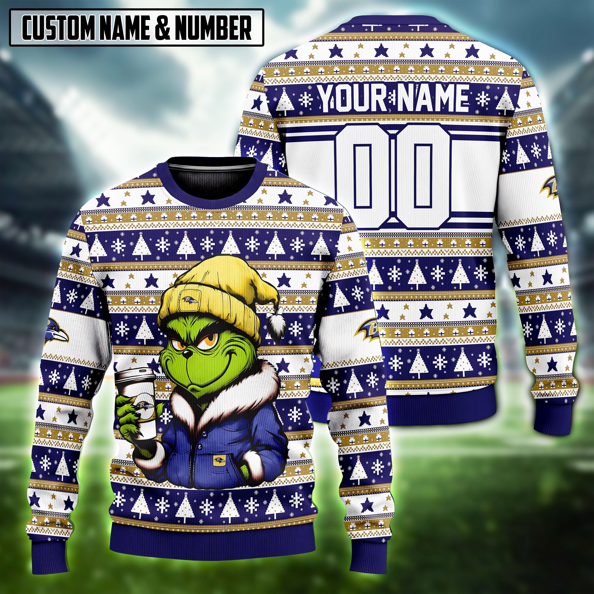 NFL Cool Grinch Coffee Ugly Christmas Sweater Editions Limited