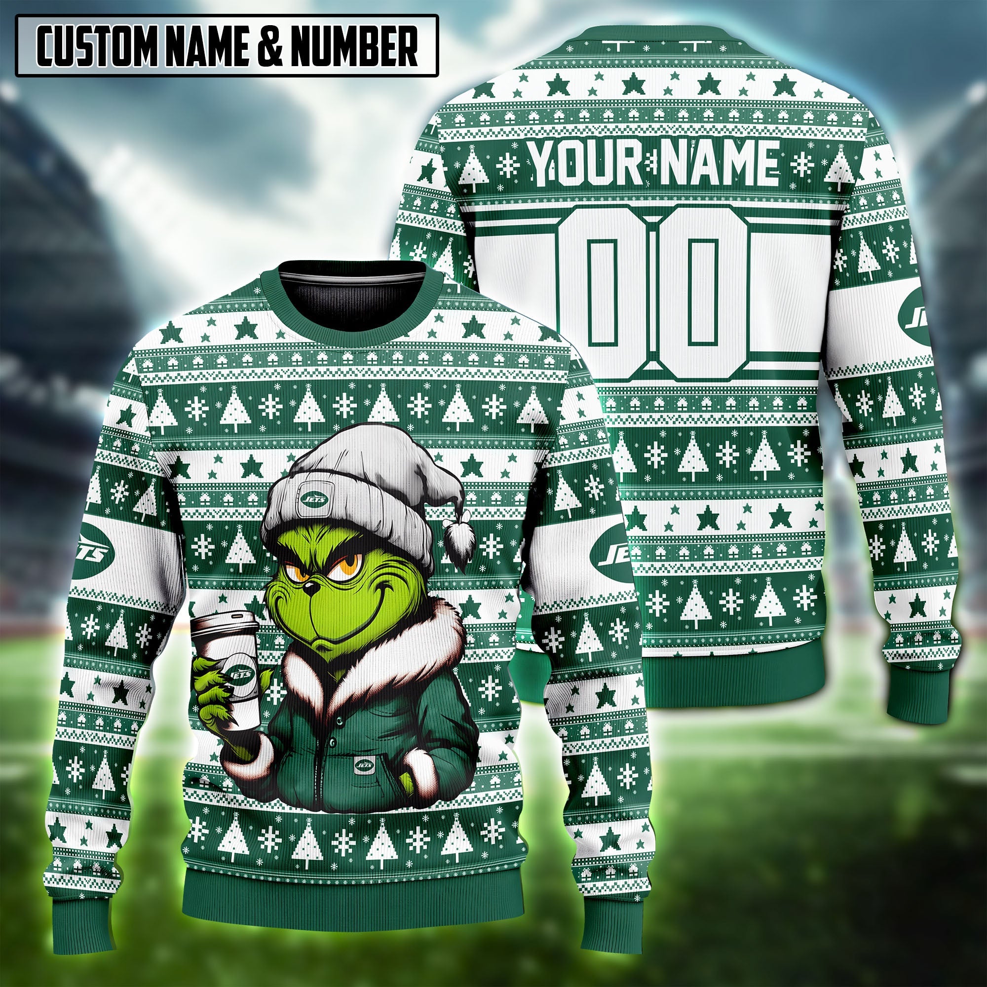 NFL Cool Grinch Coffee Ugly Christmas Sweater Editions Limited