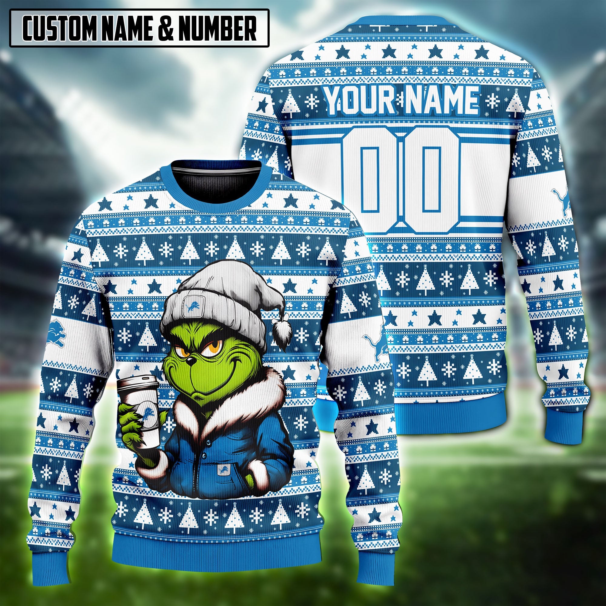 NFL Cool Grinch Coffee Ugly Christmas Sweater Editions Limited