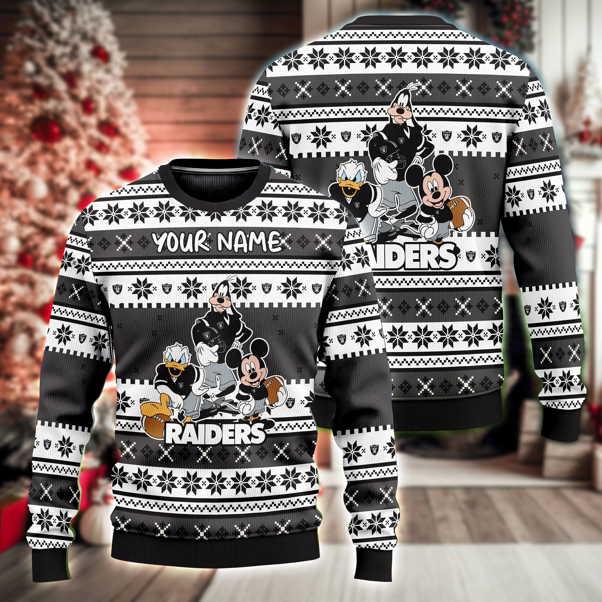 NFL x Disney Donald Duck Mickey Mouse Goofy Ugly Christmas Sweater Editions Limited