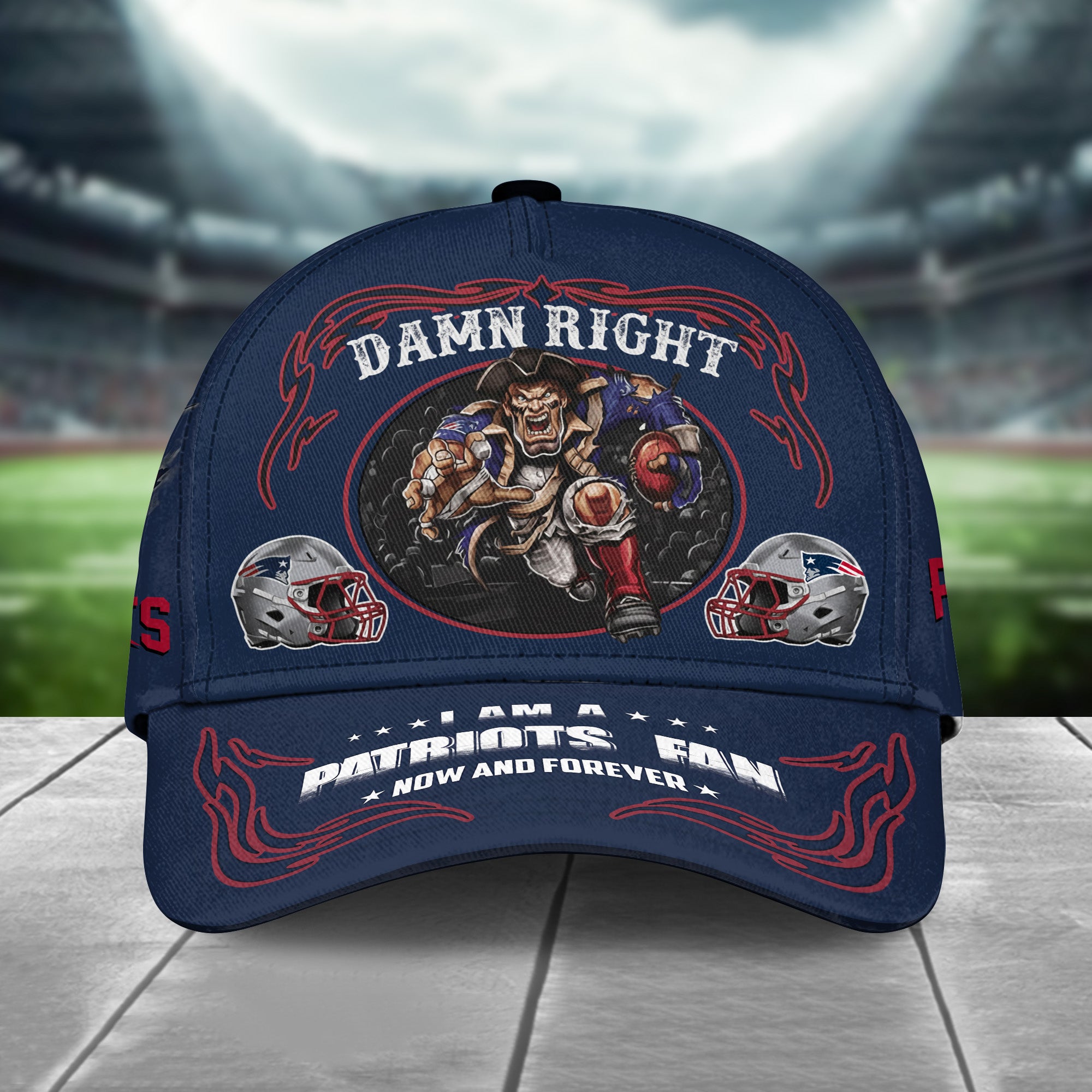 NE Patriots Mascot Damn Right Football Team Baseball Cap