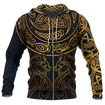 Gold Dragon Triple Horns Vegvisir