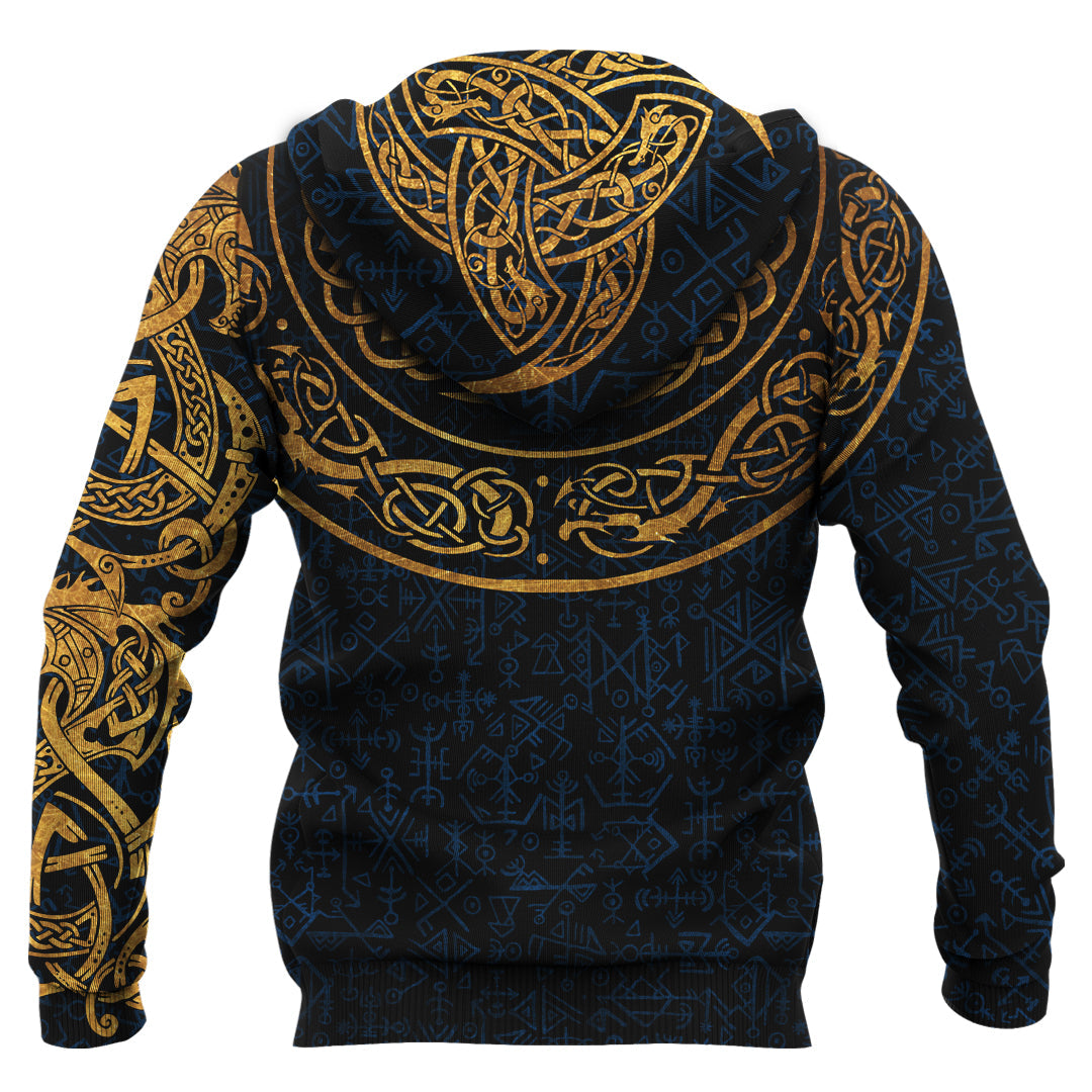 Gold Dragon Triple Horns Vegvisir