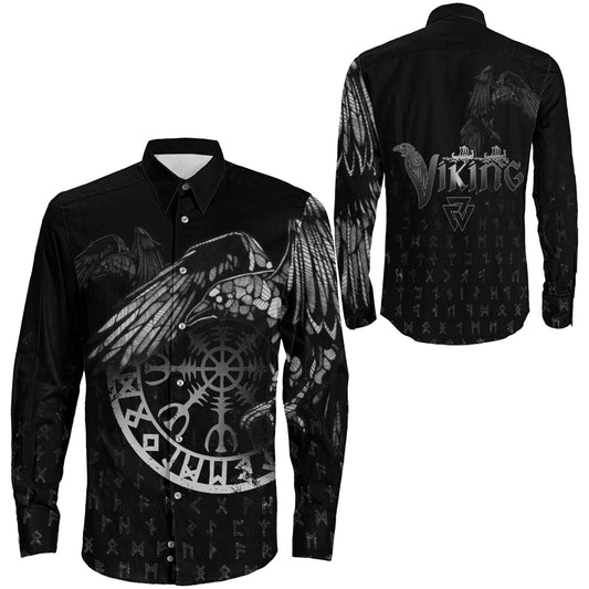 Raven Helm of Awe Long Sleeve Button Shirt