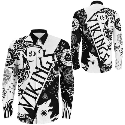 Denmark Odin Symbol Tattoo Gold Long Sleeve Button Shirt