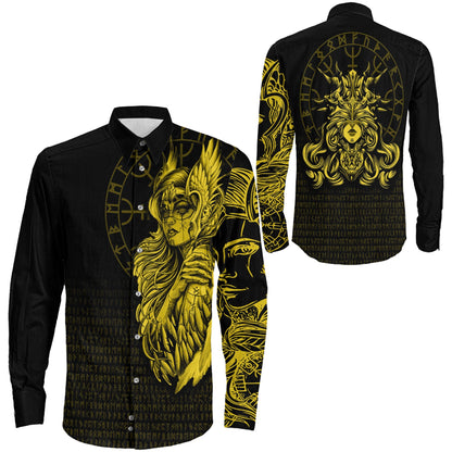The Valkyries Viking Gold Long Sleeve Button Shirt