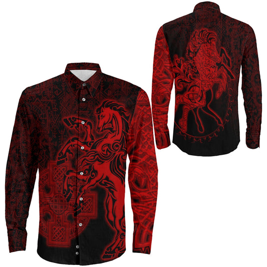 Sleipnir Red Long Sleeve Button Shirt