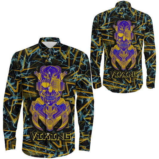 Viking 3D Robo Warrior Long Sleeve Button Shirt