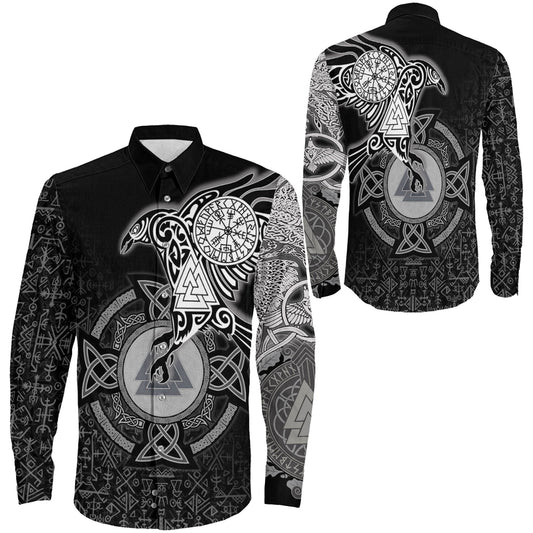 Raven Celtic Ving Long Sleeve Button Shirt