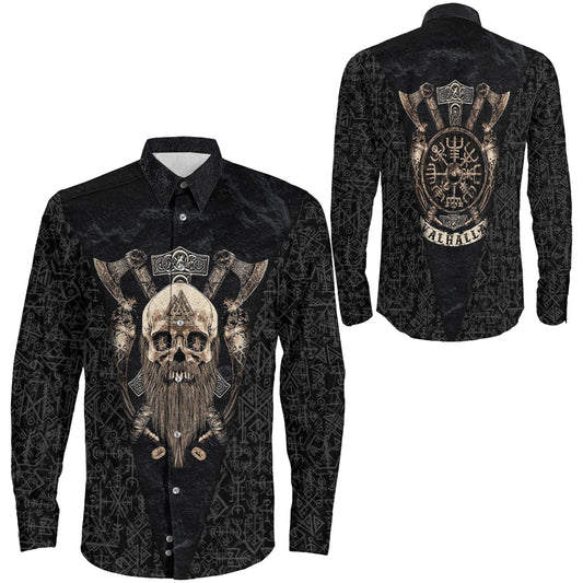 Odin Circle And Axe Long Sleeve Button Shirt