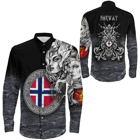 Norway Valkyries Viking Country Long Sleeve Button Shirt