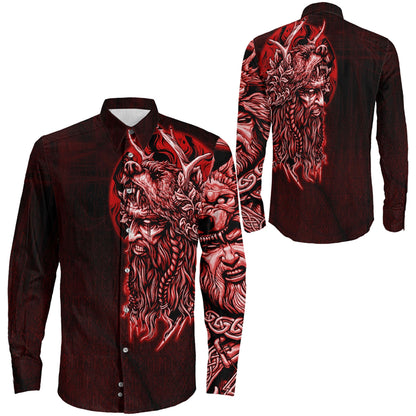 Odin Circle Red Long Sleeve Button Shirt