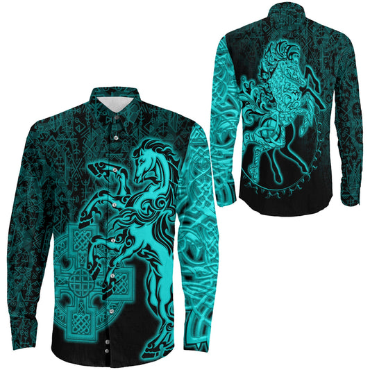 Sleipnir Turquoise Long Sleeve Button Shirt