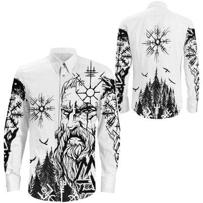 Odin Vegvisir Tattoo Black Long Sleeve Button Shirt