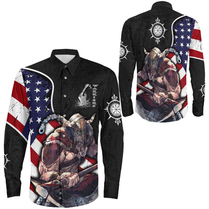 United States Warriors Brush Style Long Sleeve Button Shirt