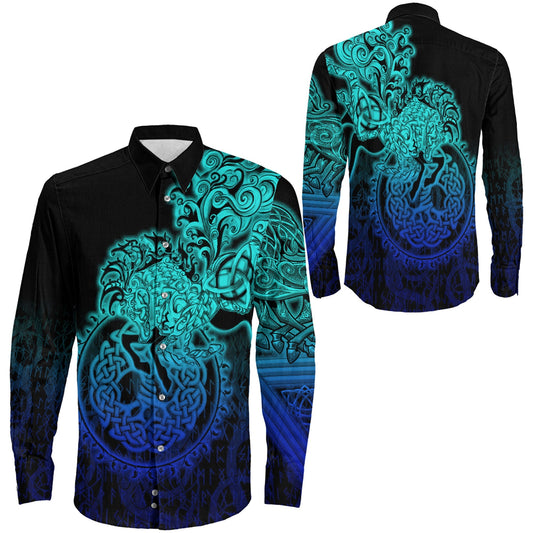Sleipnir Special Blue Viking Long Sleeve Button Shirt