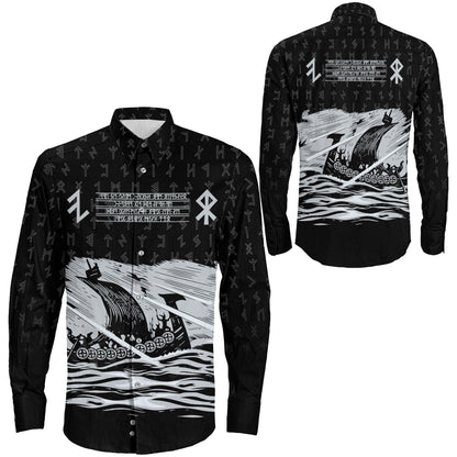 VikingStyle Clothing -Viking Drakkar Vintage Long Sleeve Button Shirt
