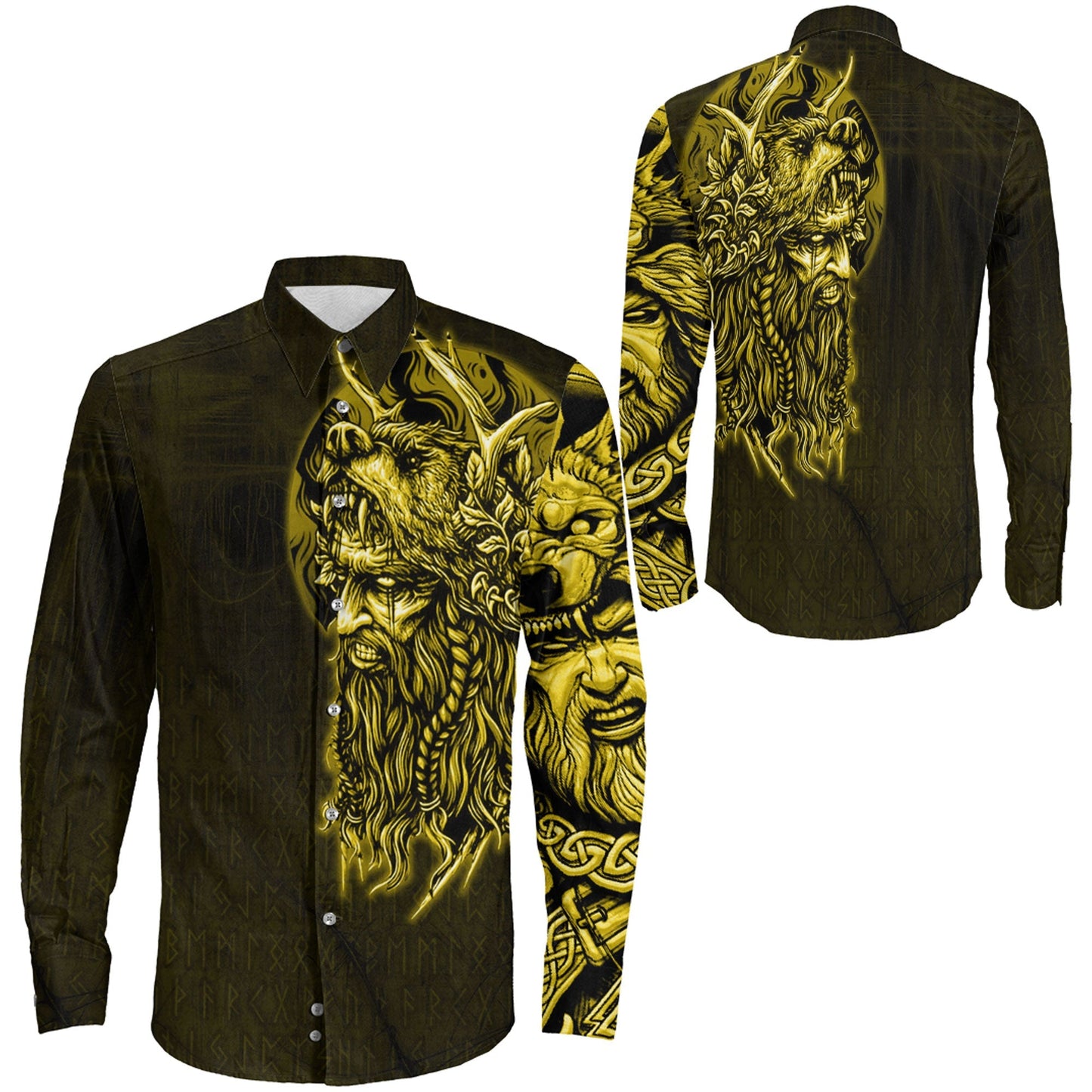 Odin Circle Gold Long Sleeve Button Shirt