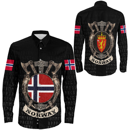 Viking Norway Shield Long Sleeve Button Shirt A31