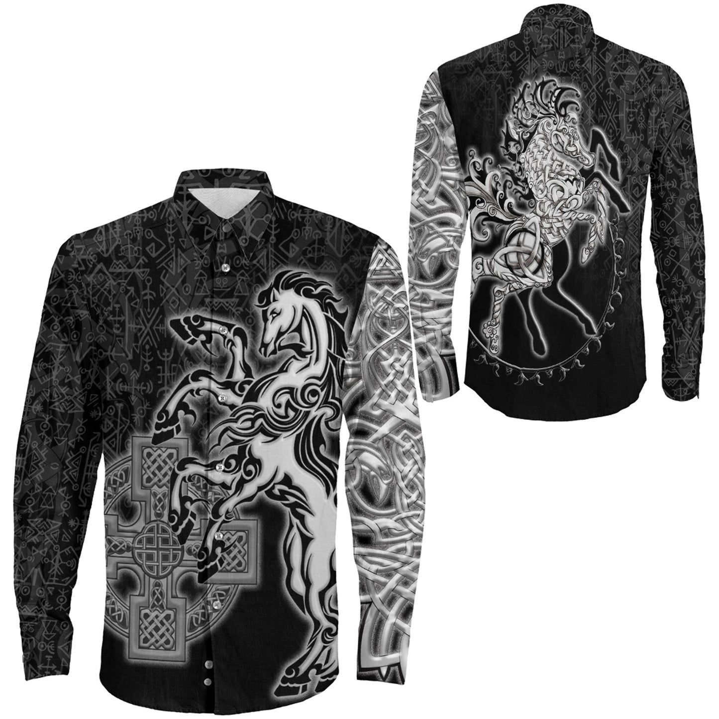 VikingStyle Clothing -Sleipnir Long Sleeve Button Shirt