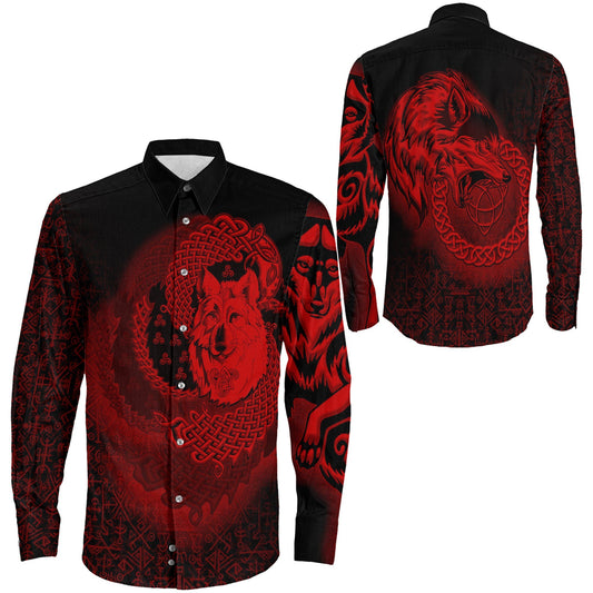Legendary Wolf Red Long Sleeve Button Shirt