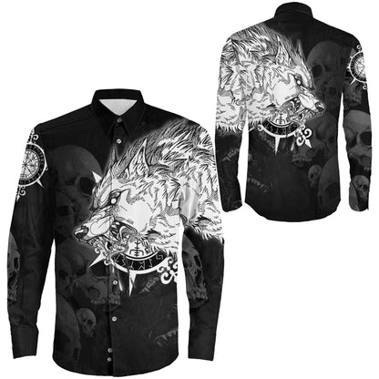 Viking Drakkar Iceland Warship Long Sleeve Button Shirt 