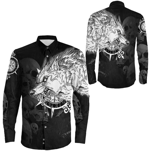 Viking Drakkar Iceland Warship Long Sleeve Button Shirt 